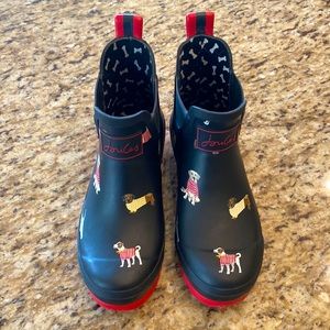 Joules Wellibob “Dog Show” Rain Boots 6 Navy Red